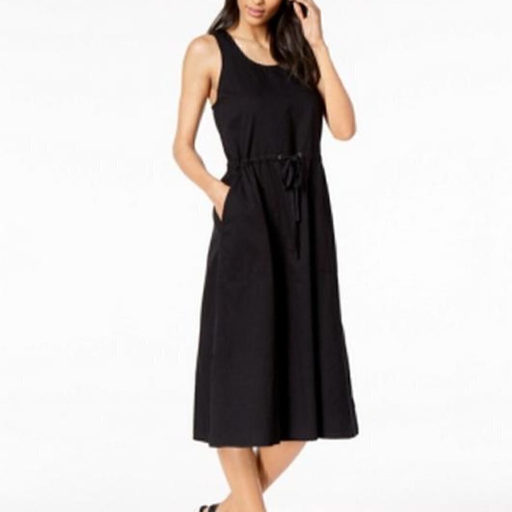 Eileen Fisher Soft Organic Twill Drawstring Dress